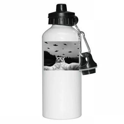 Alien UFO Funny Cat Aluminum Water Bottle 