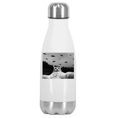 Alien UFO Funny Cat Stainless Steel Insulated Water Bottle