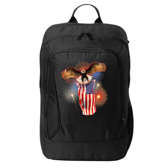 America USA Flag Eagle Fireworks City Backpack