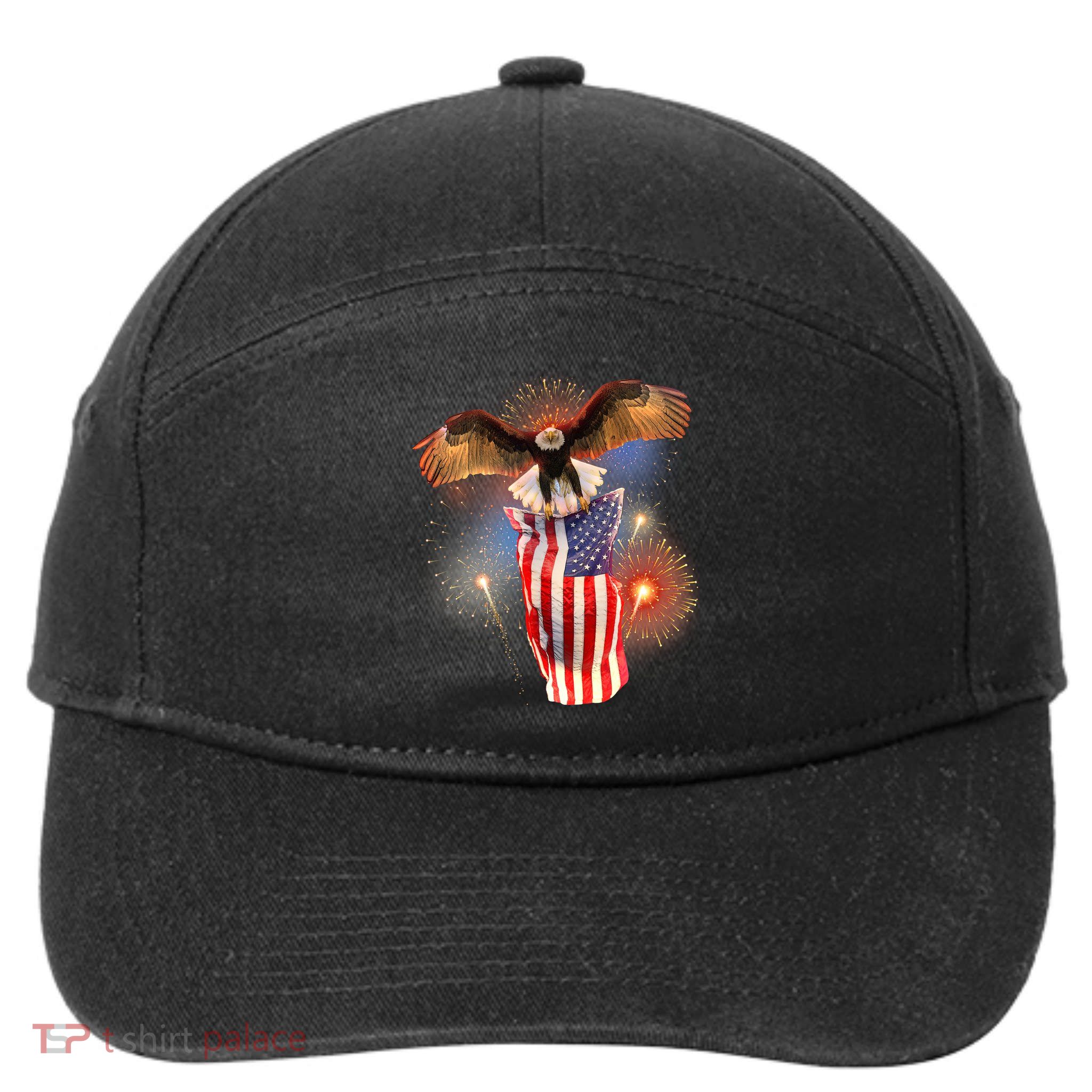 America USA Flag Eagle Fireworks 7-Panel Snapback Hat