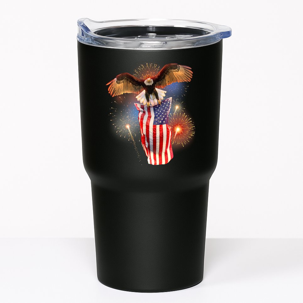 America USA Flag Eagle Fireworks Tumbler