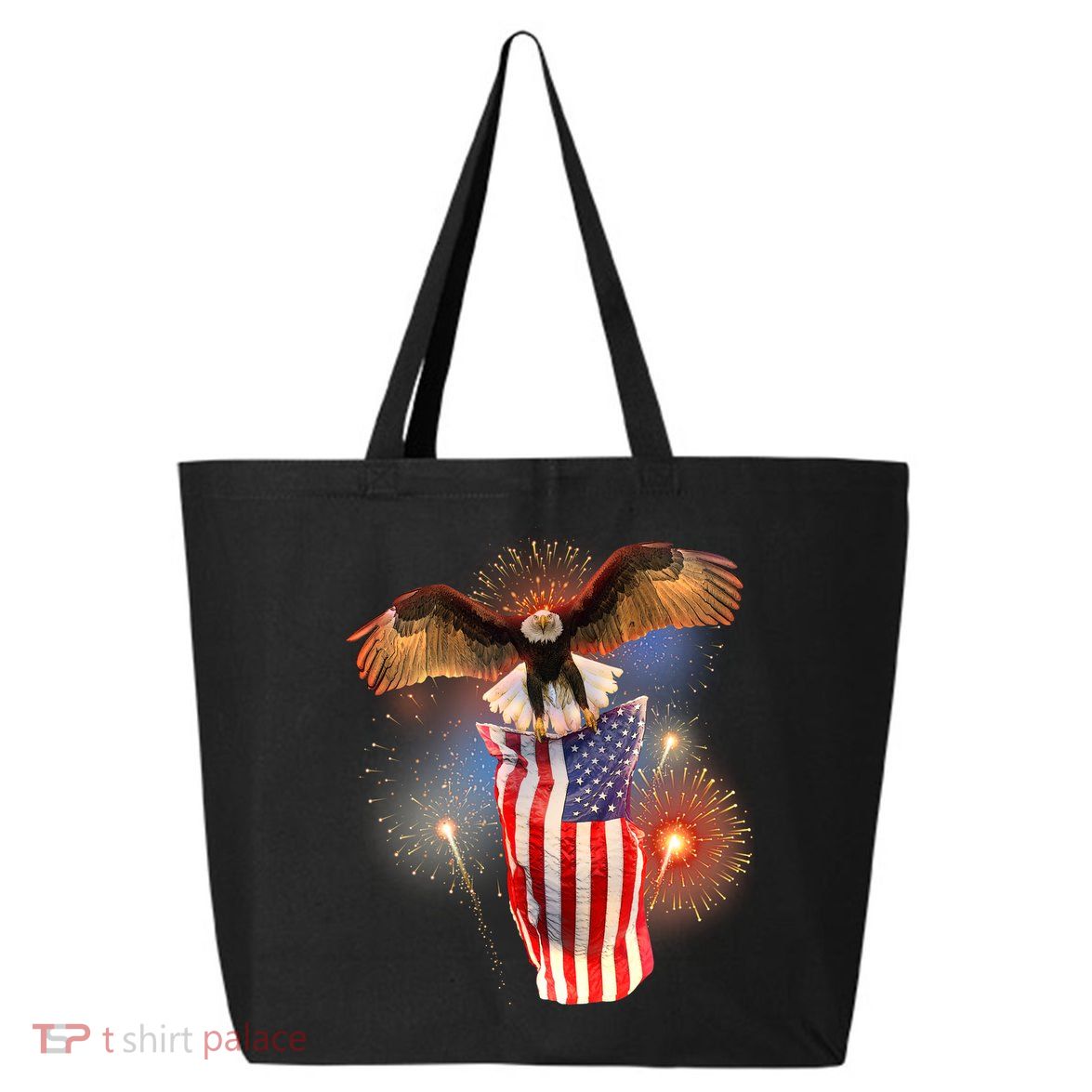 America USA Flag Eagle Fireworks 25L Jumbo Tote
