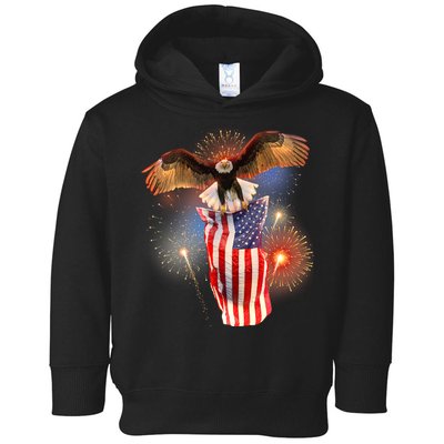 America USA Flag Eagle Fireworks Toddler Hoodie