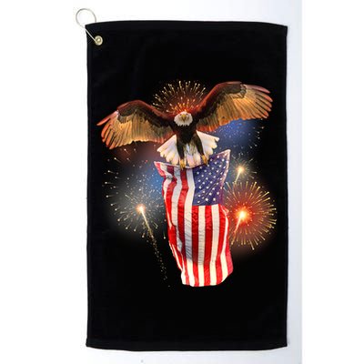 America USA Flag Eagle Fireworks Golf Towel