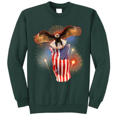 America USA Flag Eagle Fireworks Sweatshirt