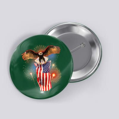 America USA Flag Eagle Fireworks Button