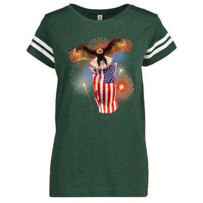 America USA Flag Eagle Fireworks Enza Ladies Jersey Football T-Shirt