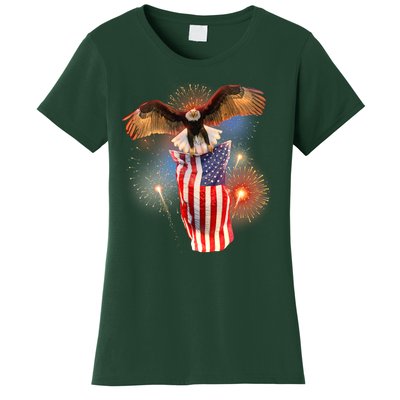 America USA Flag Eagle Fireworks Women's T-Shirt