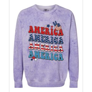 America USA Fourth Of July 4th Colorblast Crewneck Sweatshirt