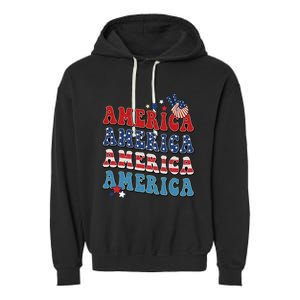 America USA Fourth Of July 4th Garment-Dyed Fleece Hoodie