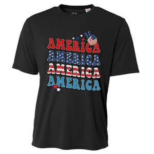 America USA Fourth Of July 4th Cooling Performance Crew T-Shirt