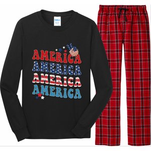 America USA Fourth Of July 4th Long Sleeve Pajama Set