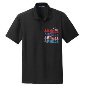 America USA Fourth Of July 4th Dry Zone Grid Polo