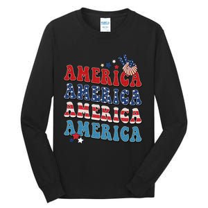 America USA Fourth Of July 4th Tall Long Sleeve T-Shirt