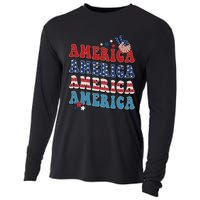 America USA Fourth Of July 4th Cooling Performance Long Sleeve Crew