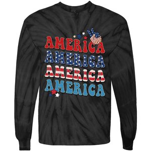 America USA Fourth Of July 4th Tie-Dye Long Sleeve Shirt