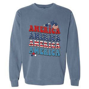 America USA Fourth Of July 4th Garment-Dyed Sweatshirt