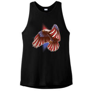 American USA Flag Patriotic Bald Eagle Ladies PosiCharge Tri-Blend Wicking Tank