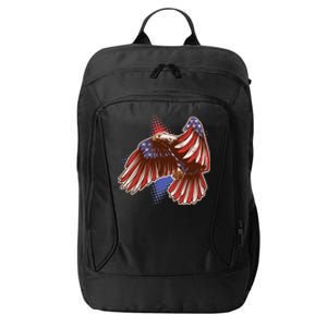 American USA Flag Patriotic Bald Eagle City Backpack