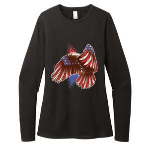 American USA Flag Patriotic Bald Eagle Womens CVC Long Sleeve Shirt