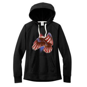 American USA Flag Patriotic Bald Eagle Women's Fleece Hoodie