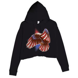 American USA Flag Patriotic Bald Eagle Crop Fleece Hoodie