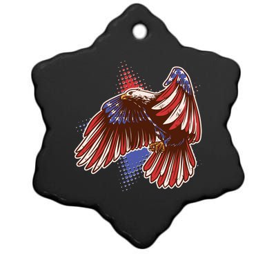 American USA Flag Patriotic Bald Eagle Ceramic Star Ornament