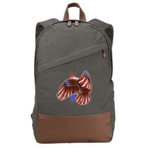 American USA Flag Patriotic Bald Eagle Cotton Canvas Backpack