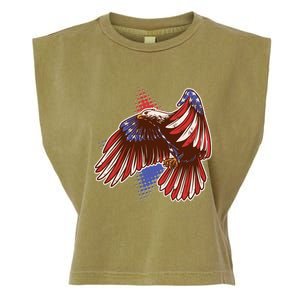 American USA Flag Patriotic Bald Eagle Garment-Dyed Women's Muscle Tee