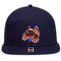 American USA Flag Patriotic Bald Eagle 7 Panel Mesh Trucker Snapback Hat