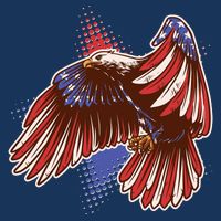 American USA Flag Patriotic Bald Eagle 7 Panel Mesh Trucker Snapback Hat