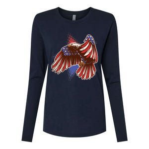 American USA Flag Patriotic Bald Eagle Womens Cotton Relaxed Long Sleeve T-Shirt