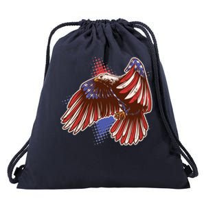 American USA Flag Patriotic Bald Eagle Drawstring Bag