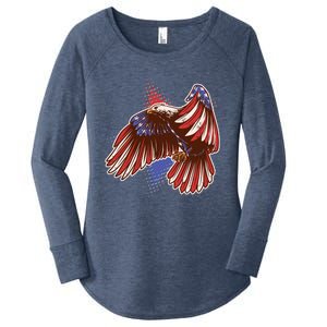 American USA Flag Patriotic Bald Eagle Women's Perfect Tri Tunic Long Sleeve Shirt