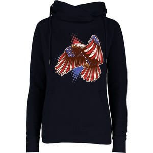 American USA Flag Patriotic Bald Eagle Womens Funnel Neck Pullover Hood