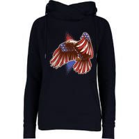 American USA Flag Patriotic Bald Eagle Womens Funnel Neck Pullover Hood