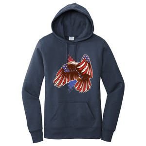 American USA Flag Patriotic Bald Eagle Women's Pullover Hoodie