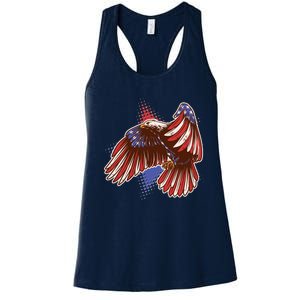 American USA Flag Patriotic Bald Eagle Women's Racerback Tank