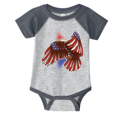 American USA Flag Patriotic Bald Eagle Infant Baby Jersey Bodysuit