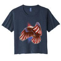 American USA Flag Patriotic Bald Eagle Women's Crop Top Tee