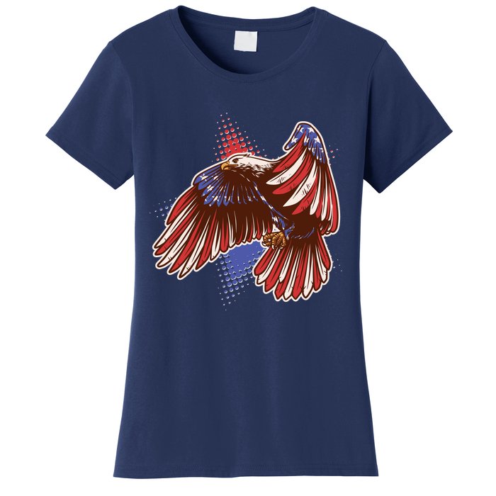 American USA Flag Patriotic Bald Eagle Women's T-Shirt