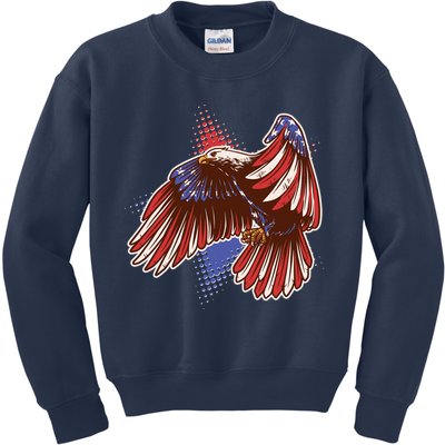 American USA Flag Patriotic Bald Eagle Kids Sweatshirt