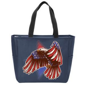 American USA Flag Patriotic Bald Eagle Zip Tote Bag