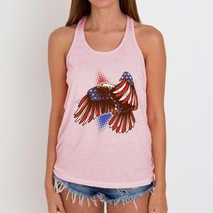 American USA Flag Patriotic Bald Eagle Women's Knotted Racerback Tank