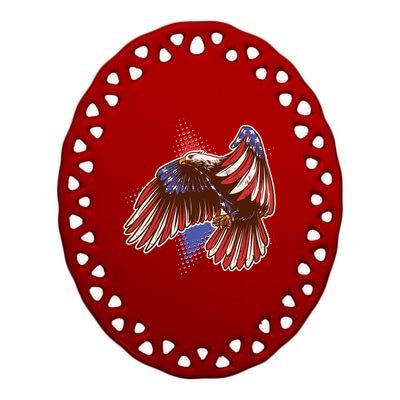 American USA Flag Patriotic Bald Eagle Ceramic Oval Ornament