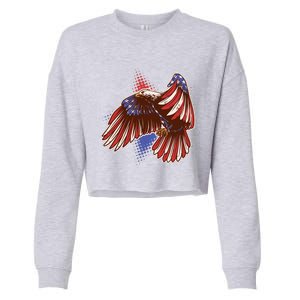 American USA Flag Patriotic Bald Eagle Cropped Pullover Crew