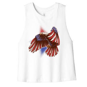 American USA Flag Patriotic Bald Eagle Women's Racerback Cropped Tank