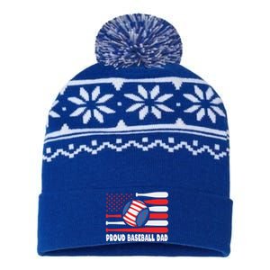 American Usa Flag Baseball Dad Cute Gift USA-Made Snowflake Beanie