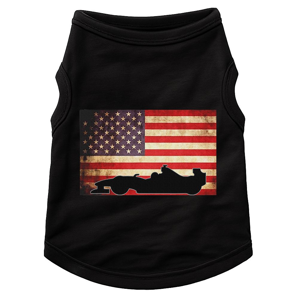 American Usa Flag Indy Car Fan Lover Racecar Formula Gift Doggie Tank
