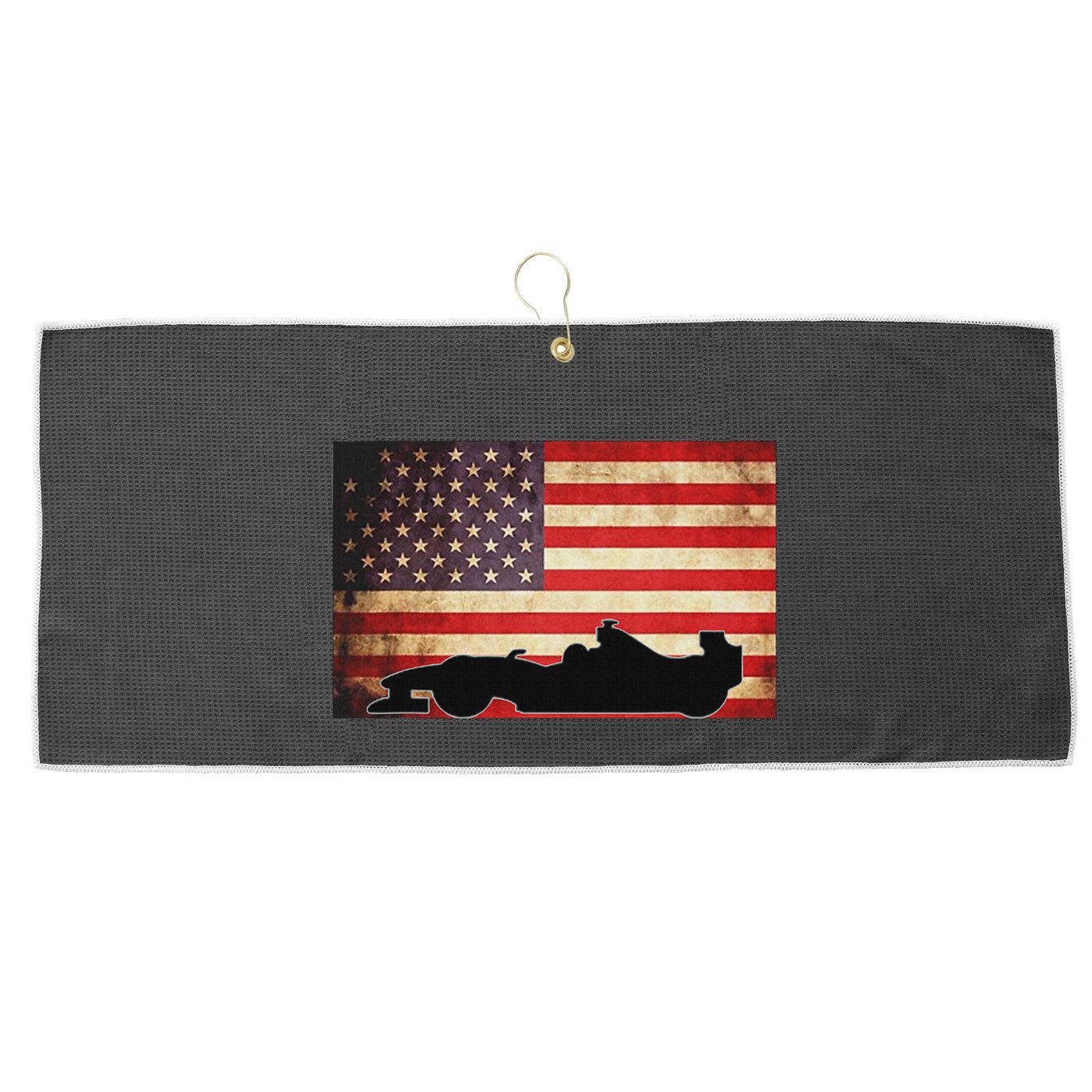 American Usa Flag Indy Car Fan Lover Racecar Formula Gift Large Microfiber Waffle Golf Towel